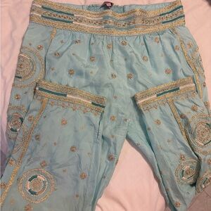 Embroidered Light Blue Pants
